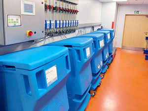 Containers for barrels in the University Hospital Ostrava